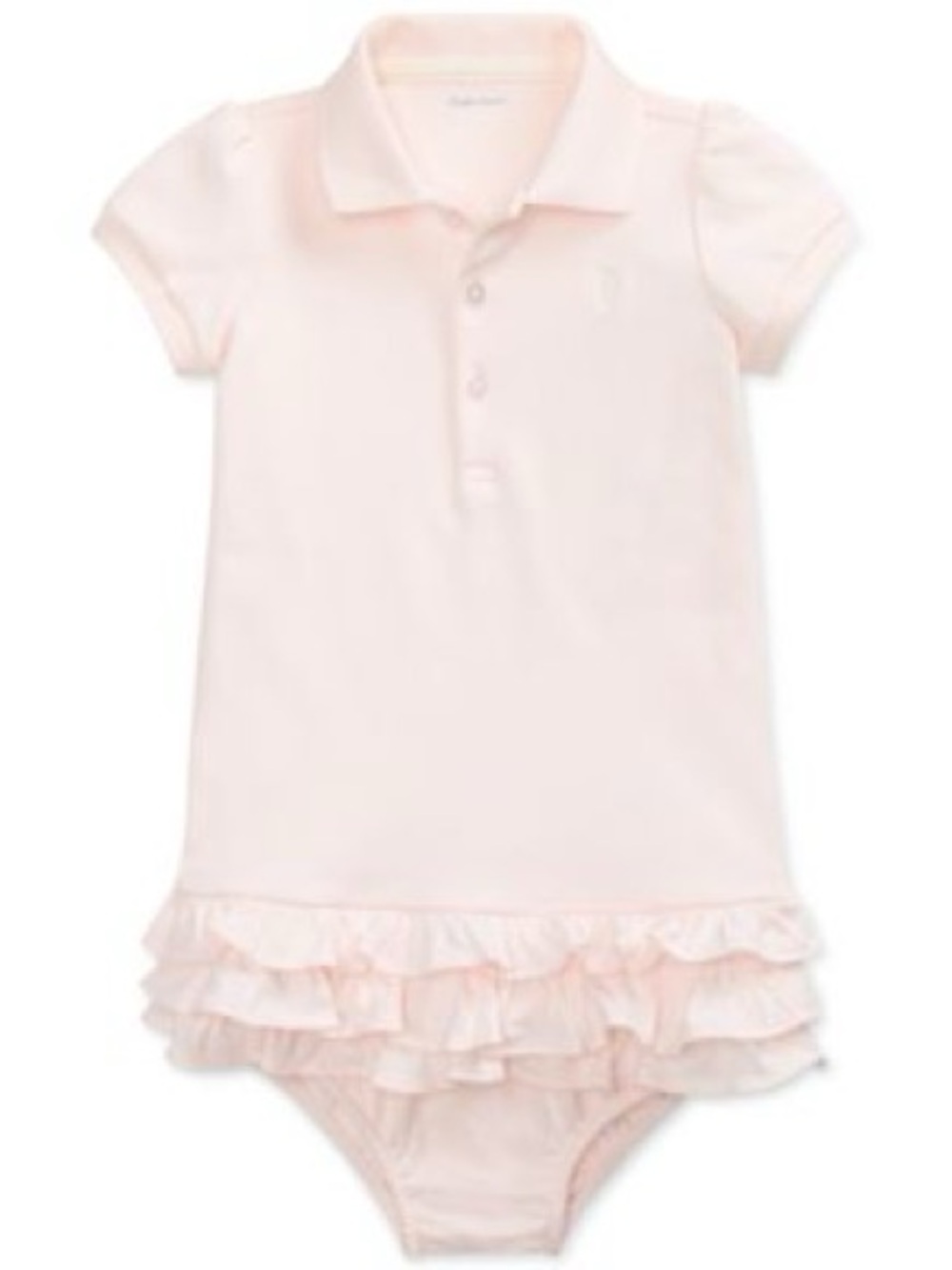 Ralph Lauren Pale Pink Polo Ruffle Dress with matching diaper cover